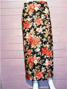 Womens JONES NY Black Floral Long Wrap Linen Skirt,Sz 8  