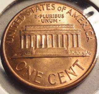 1990 D BU Lincoln Cent / error coin Doubling right side of building 