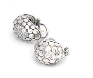 John Hardy Sterling Silver 925 Earrings Ear Rings Diamond Huggie 