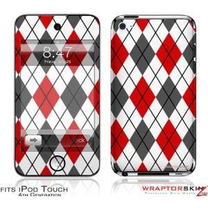  iPod Touch 4G Skin   Argyle Red and Gray by WraptorSkinz 