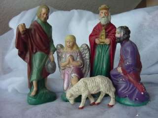   NATIVITY Pieces Chalkware CHRISTMAS Magi Angel Shepherd Joseph  