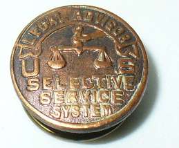 US SELECTIVE SERVICE SYSTEM LEGAL ADVISOR LAPEL PIN  