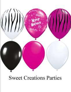 Asst Zebra Hot Pink Happy Birthday Latex Balloon  