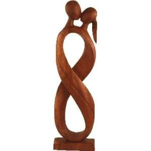  Teak Wood Entwined Lovers Sculpture