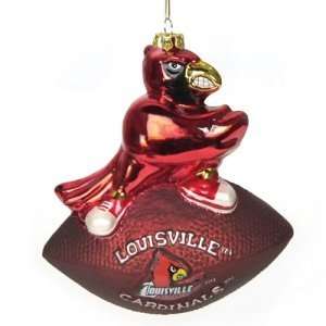  Louisville Cardinals NCAA Glass Mascot Football Ornament 