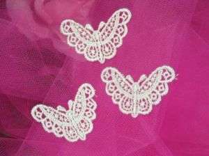 F7 ~ SET OF 3 WHITE VENICE LACE BUTTERFLY APPLIQUES  