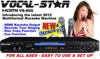 VOCAL STAR HDMI CDG DVD KARAOKE MACHINE PLAYER 2 MICS & GIRLS SONGS 