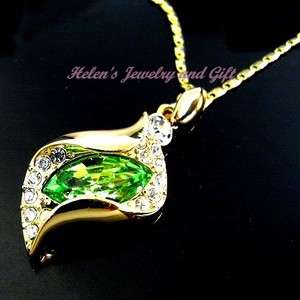 Authentic Swarovski Crystal Necklace Angel Tears Peridot Green 18K 