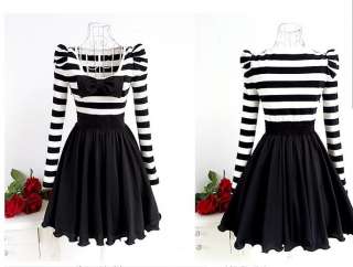 Cute Sweet Japan Dolly Gothic Punk Lolita DOLLY BOW Stripes Onepiece 