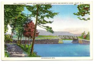 INLET NY Channel Bridge 6th & 7th Lake Vtg Postcard  