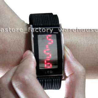 RED LED DIGITAL TIME DATE MENS LADY SPORT WRIST WATCH  