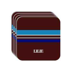 Personal Name Gift   LILIE Set of 4 Mini Mousepad Coasters (blue 
