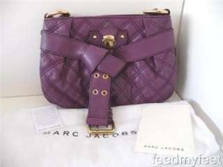 Marc Jacobs Kristina Gold Purple Leather Quilted Crossbody Handbag 