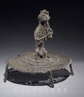 Tribal bronze sculpture of a musician, Kondh tribes Orissa India 19 