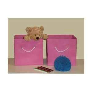  Folding Storage Bins (Set of 2) in Pink with White Rope 