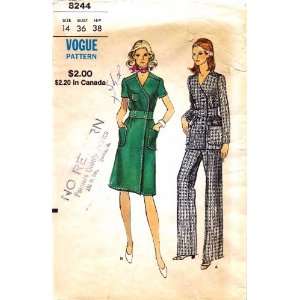  Vogue 8244 Sewing Pattern Womens Dress Tunic Pants Size 14 