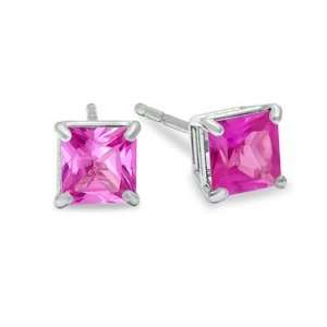   Lab Created Pink Sapphire Stud Earrings in 10K Gold 4mm OPAL Jewelry
