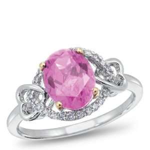   Sterling Silver, Lab Created Pink Sapphire and Diamond Ring Jewelry