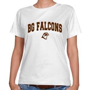 Bowling Green St. Falcons Ladies White Logo Arch Classic Fit T shirt 