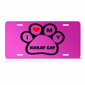 Korat Cats Pink Novelty Animal Metal License Plate Wall Sign Tag