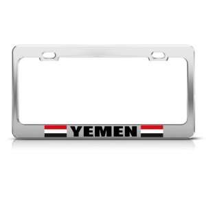 Yemen Flag Chrome Country Metal license plate frame Tag Holder