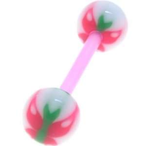  Bioplast Pink Butterfly Barbell Tongue Ring Jewelry