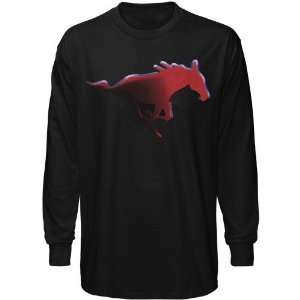  NCAA SMU Mustangs Black Blackout Long Sleeve T shirt 