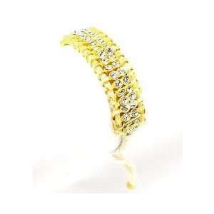    Trendy White Cord Goldtone Links Adjustable Bracelet Jewelry