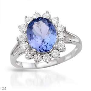  CleverEves 3.45.Ctw Tanzanite 14K Gold Ring   Size 7 