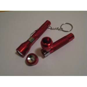  Metal Flashlight Smoking Pipe (Red) 