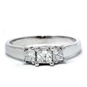 com .50 Ct Princess Cut Diamond Engagement Ring 14K Gold 3 Stone Past 