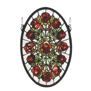   Meyda Tiffany 11in W x 17in H Oval Rose Garden Window