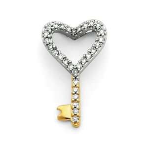  XP3174AA 14 Karat Gold & Rhodium Heart Key Pendant with 