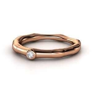    Bamboo One Stone Ring, 14K Rose Gold Ring with Diamond Jewelry
