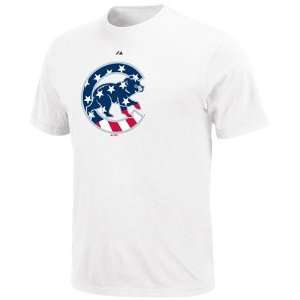 Majestic Chicago Cubs Youth White Stars & Stripes Logo T shirt  