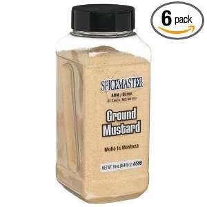 Spicemaster Mustard, Ground, 16 Ounce Plastic Canisters (Pack of 6 