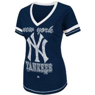   Yankees Womens Majestic V Neck Batter Up T Shirt