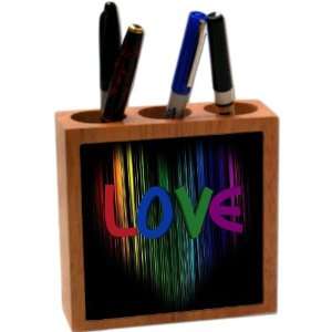  Rikki KnightTM Neon Rainbow Love Heart 5 Inch Tile Maple 