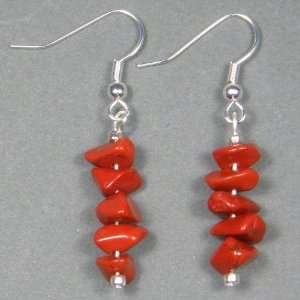  Red Jasper Crystal Tumbled Chip Earrings   (ER14 
