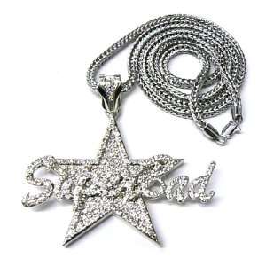  Lil Boosi Super Bad Pendant Franco Chain Silver Jewelry