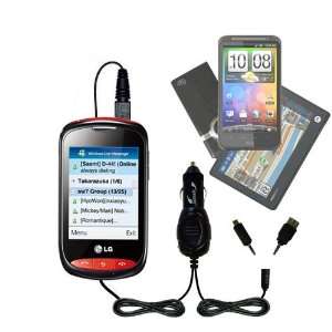 Double Car Charger with tips including a tip for the LG T310   uses 