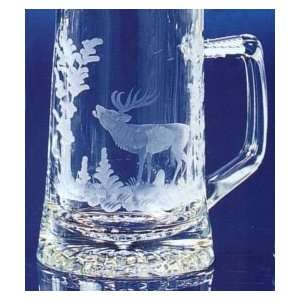  Hunting Forest Engraved German Glass Beer Mug Everything 