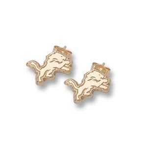  Detroit Lions 3/8 Logo Post Earrings   10KT Gold Jewelry 