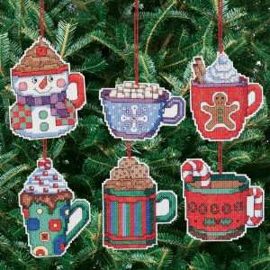  Cocoa Mug Ornaments Counted Cross Stitch Kit 3 1/2X3 1/2 
