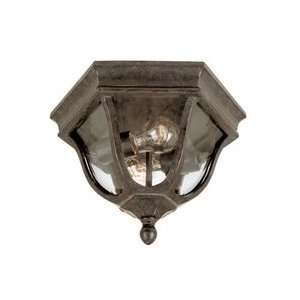   Light Flush Mount in Walnut Patina with Clear Beveled Glass glass