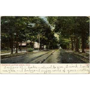   Vintage Postcard Maple Street Battle Creek Michigan 