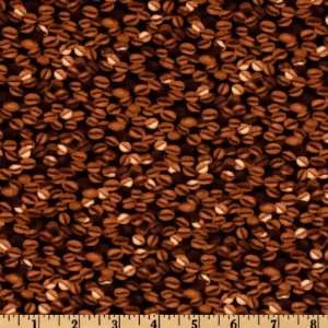  44 Wide Coffee House Beans Black Fabric By The Yard 