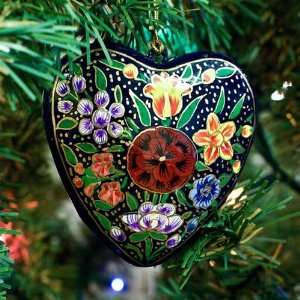  3 Hearts Christmas Tree Ornaments, Hand Painted Christmas 
