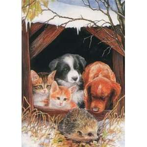  Dogs and Cats with Hedgehog Christmas Cards