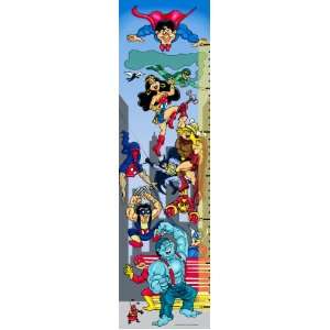 Personalized Canvas Growth Chart Cartoon Superheros in the City 